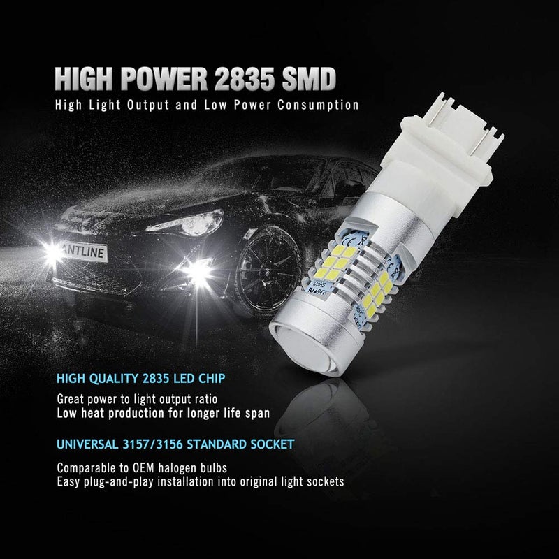 Antline Extremely Bright 3157 3156 3057 4057 4157 3157A 3157K 3457 21-SMD 1260 Lumens LED Bulb Replacement White for Car Backup Reverse Brake Tail Turn Signal Lights Bulbs DRL (Pack of 4) - Image 4